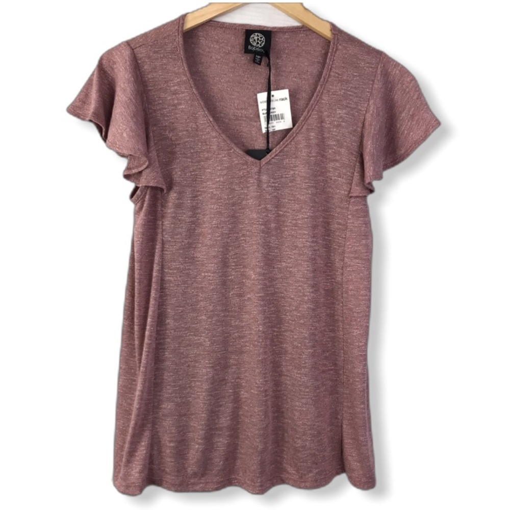 Bobeau Short Sleeve Ruffle Sleeve Top Shirt